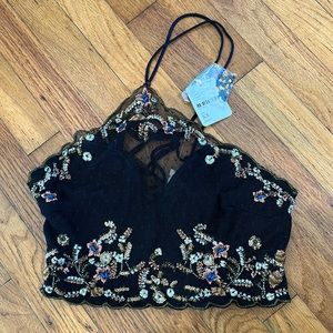 Free people beaded halter top